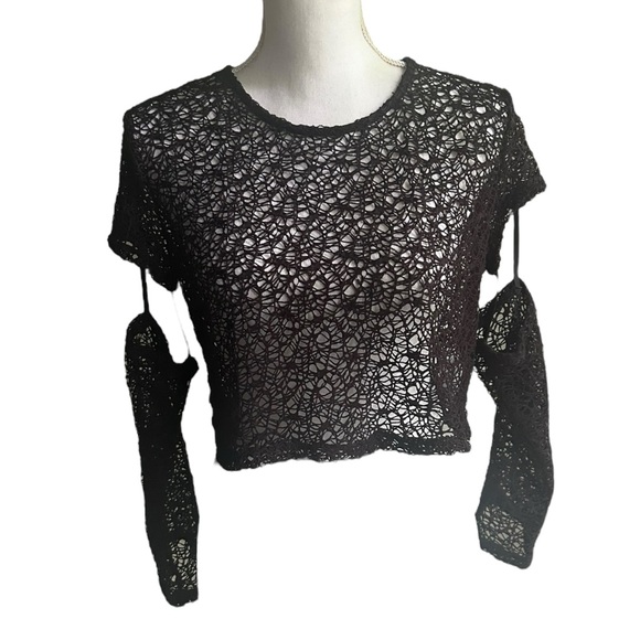 Forever 21 Tops - Forever 21 Black Mesh Cropped Top